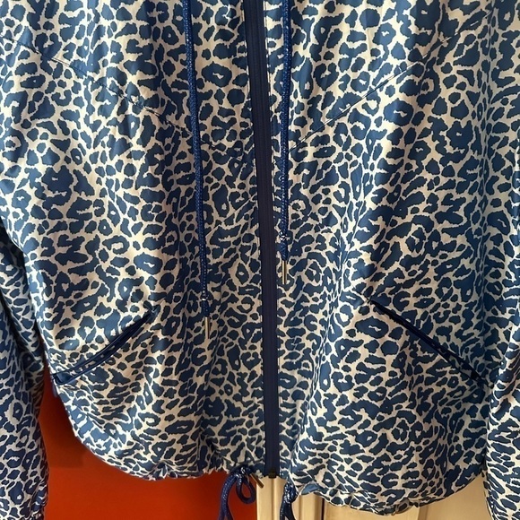 Adidas NEO Blue White Animal Print Wind Breaker Zipper Jacket - Picture 7 of 11